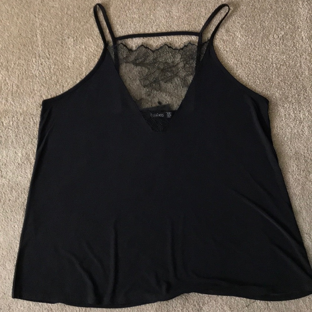Flowy black and lace tank